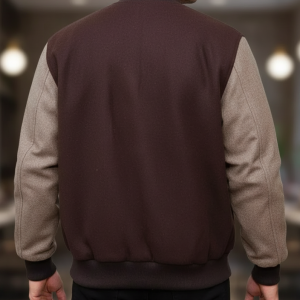 Men's Brown Wool Varsity Jacket