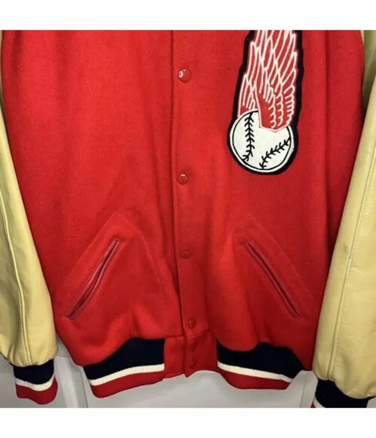 1950 Rochester Red Wings Varsity Wool Genuine Cowhide Sleeves Men Bomber Jacket - Image 5