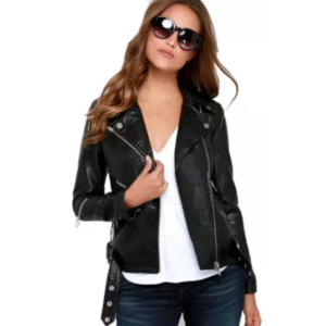 Women's Genuine real Cowhide Black Motorcycle Slim Fit Designer Biker Jacket