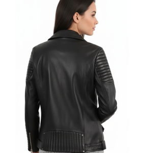 Genuine real Cowhide Jacket for Women | Slim Fit Black Biker Bomber Coat