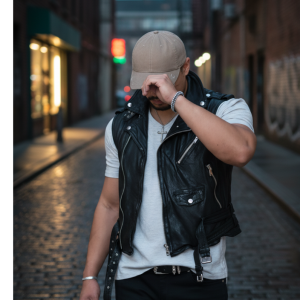 Men's Real Black Cowhide Motorcycle Vest