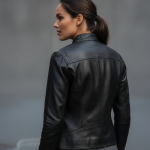 Women's Black Real Cowhide Biker Jacket