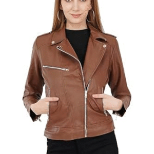 Aaron Craft Women's real Cowhide Bomber Biker Jacket