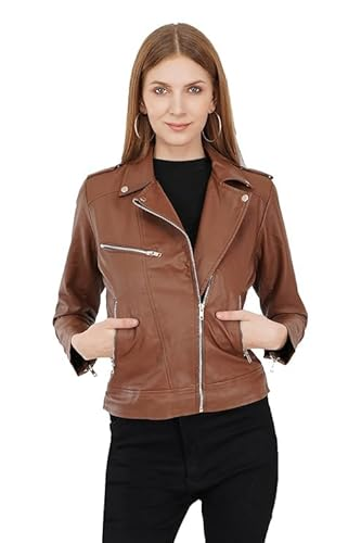 Aaron Craft Women's real Cowhide Bomber Biker Jacket
