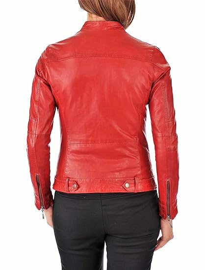 Aaron Craft Women's real Cowhide Bomber Biker Jacket - Image 2