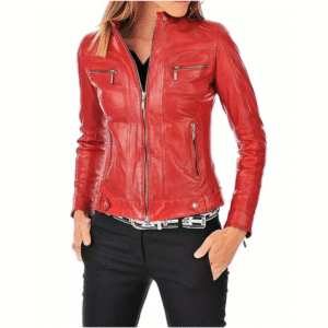 Aaron Craft Women's real Cowhide Bomber Biker Jacket