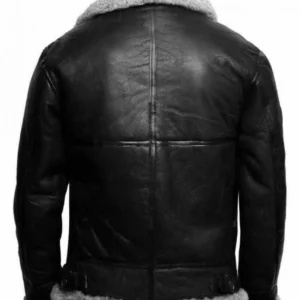 Aviator Black RAF B3 Shearling Grey Fur Cowhide Jacket