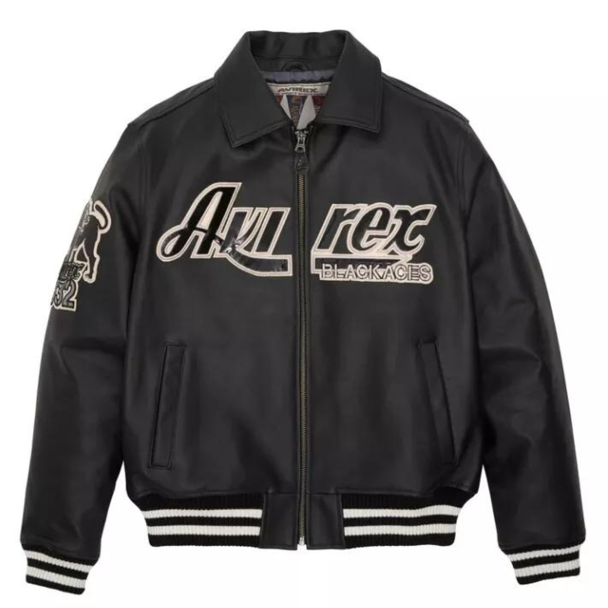 Avirex Tuskegee Black Aces Cowhide Jacket Black