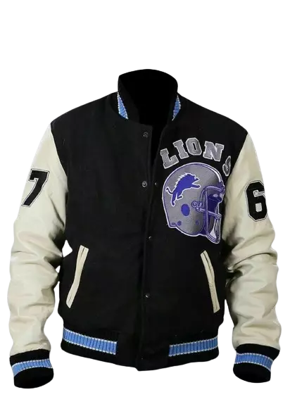 Beverly Hills Cop Axel Foley Detroit Lions Vintage Wool/Cowhide Jacket - Image 3