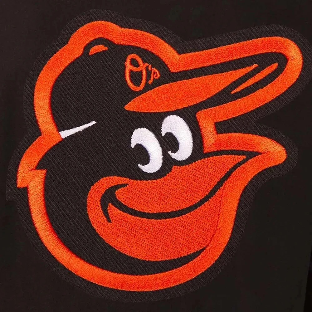 Baltimore Orioles Black Wool and Genuine Cowhide Varsity Letterman Men's Jacket - Image 3