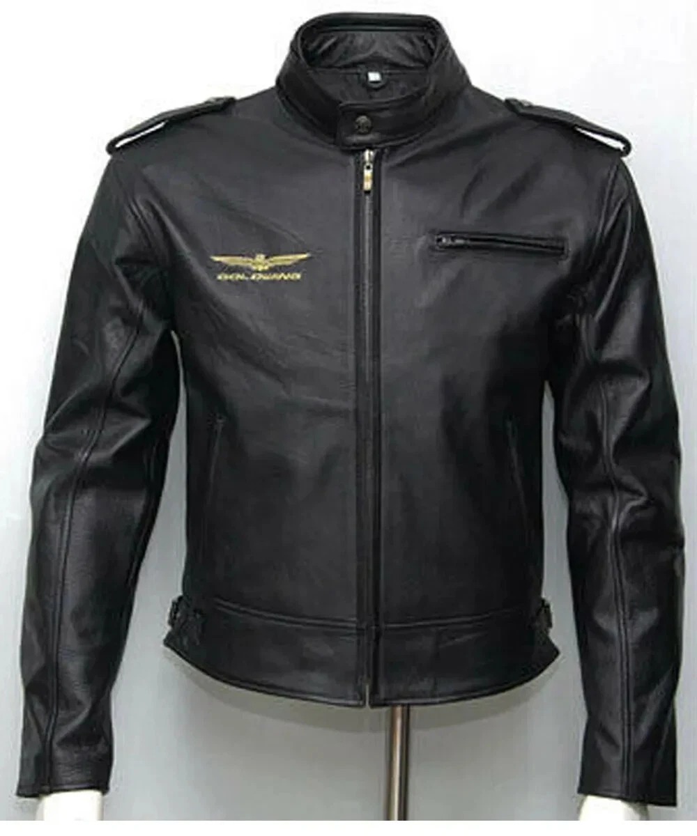 Biker Goldwing Black Genuine Cowhide Cowhide Bike Motorcycle Rider Men's Jacket