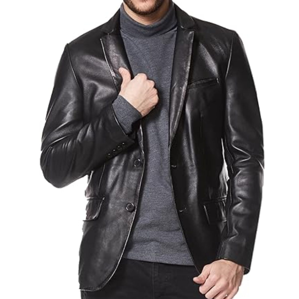 Black Diamond Quilted Cowhide Coat With Brown Detailing Men's Coat