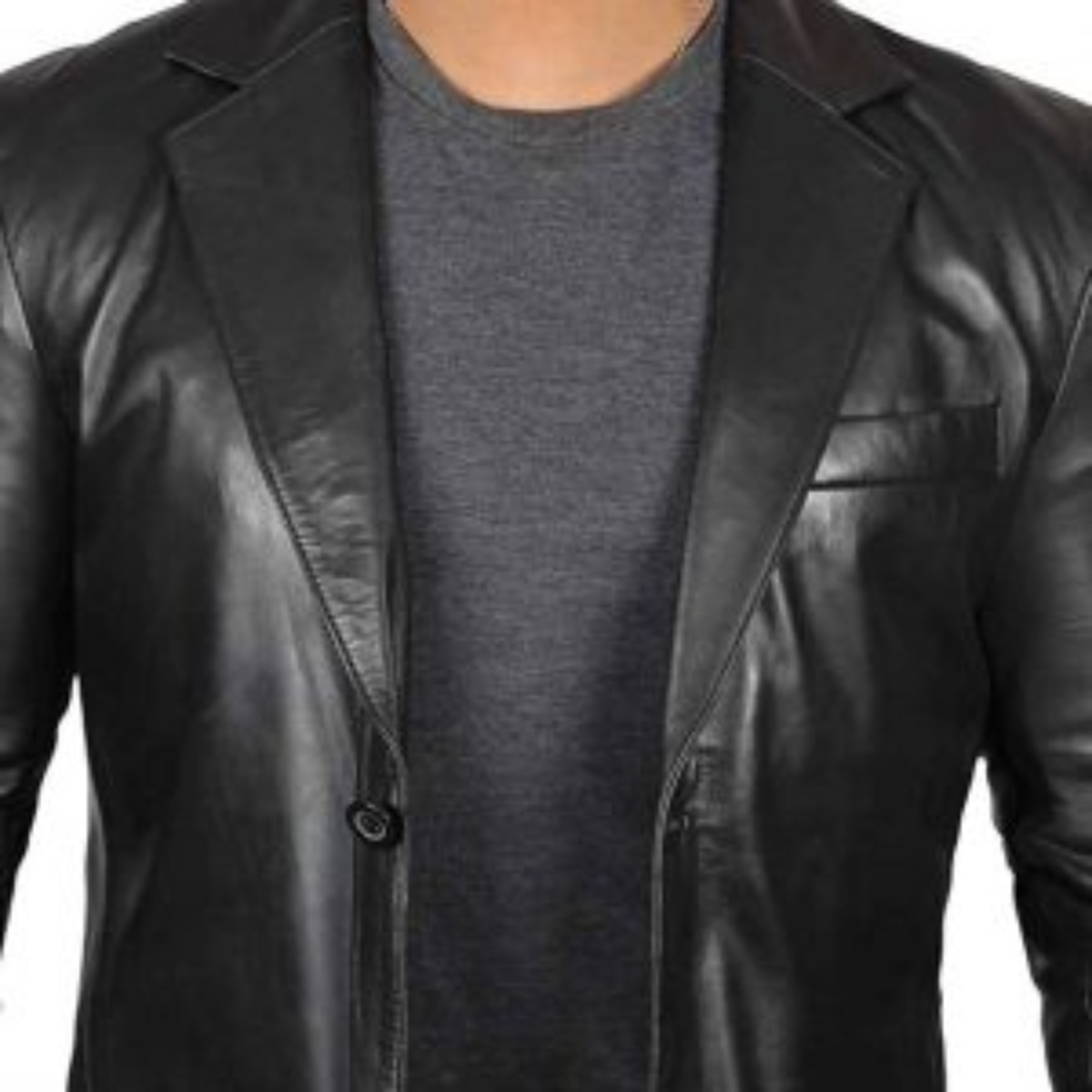 Black Real real Cowhide Blazer for Men - Image 2