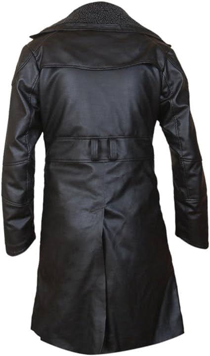 Blade Runner 2049 Office K Ryan Gosling Cosplay Mens Fur Shearling Collar Winter Cowhide Tranch Coat - Image 2