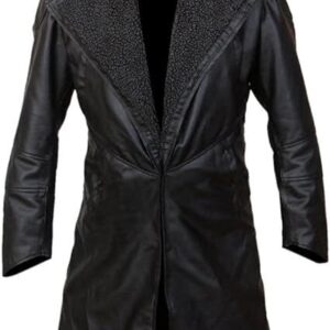Blade Runner 2049 Office K Ryan Gosling Cosplay Mens Fur Shearling Collar Winter Cowhide Tranch Coat
