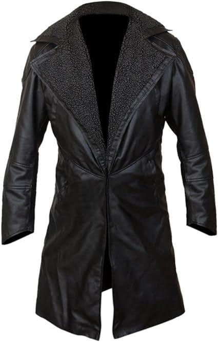 Blade Runner 2049 Office K Ryan Gosling Cosplay Mens Fur Shearling Collar Winter Cowhide Tranch Coat