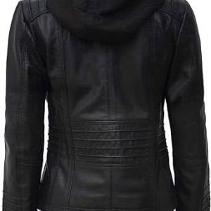 Blingsoul Cowhide Jacket Women - Real real Womens Cowhide Jackets with Removable Hood