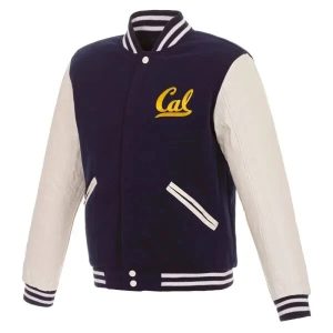 California Golden Bears Navy Blue Wool and Genuine Cowhide Varsity Men's Jacket