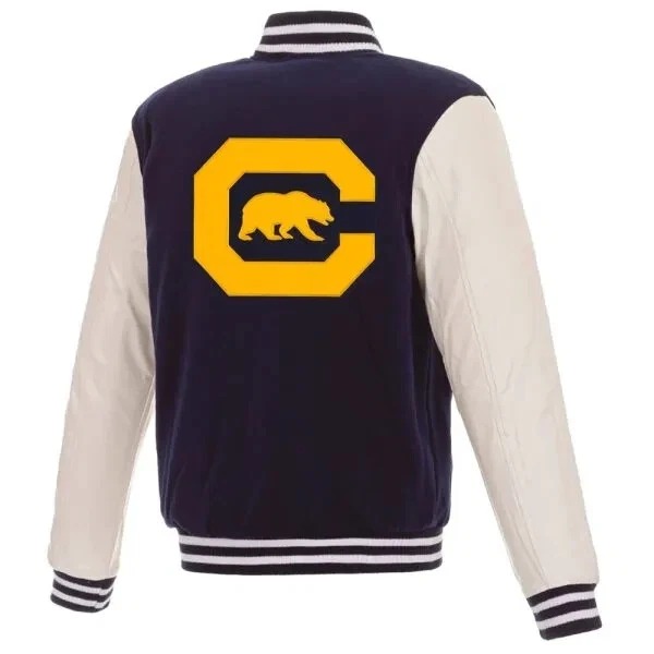 California Golden Bears Navy Blue Wool and Genuine Cowhide Varsity Women's Jacket - Image 3