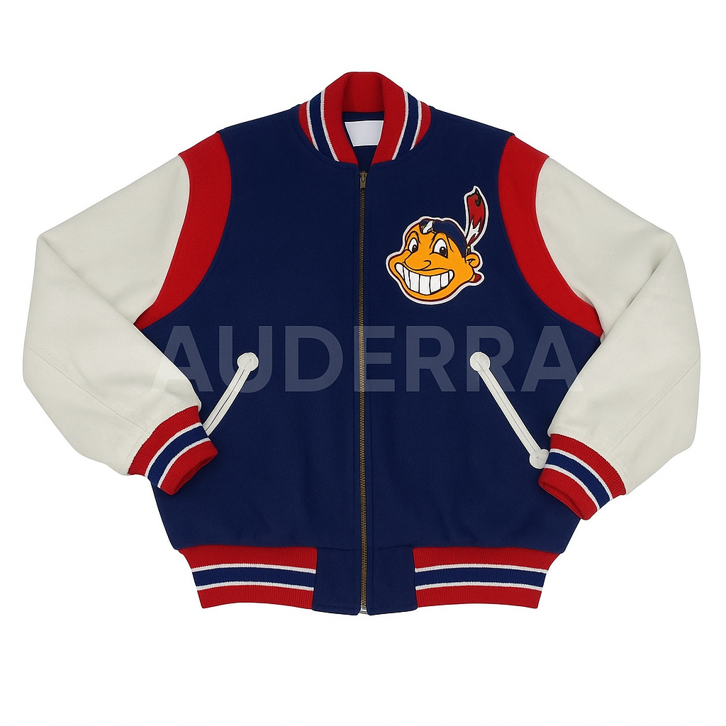 Cleveland Indians 1948 Varsity Wool Genuine Cowhide Sleeves Letterman Women Jacket