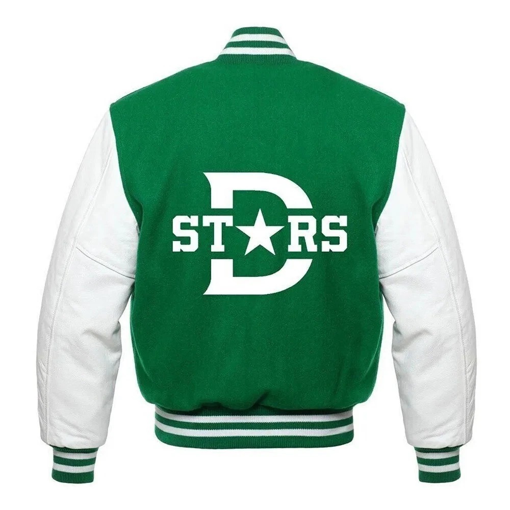 Dallas Stars Classic Green Wool Genuine Cowhide Sleeves Varsity Letterman Jacket - Image 2
