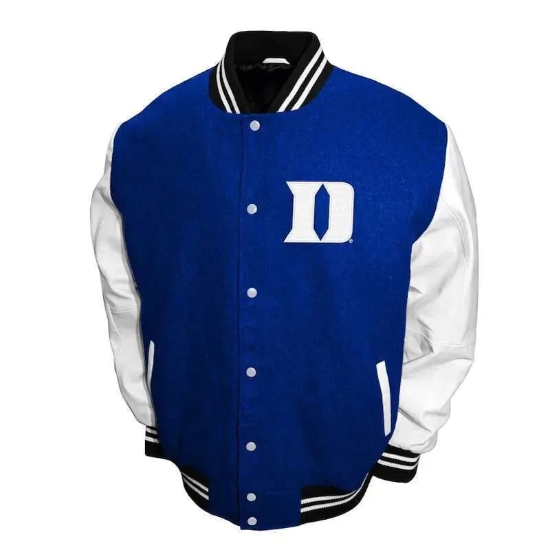 Duke Blue Devils Graduate Varsity Wool Cowhide Sleeves Women Letterman Jacket - Image 4