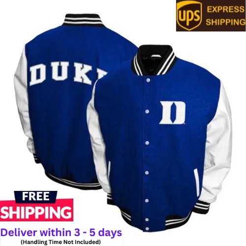 Duke Blue Devils Graduate Varsity Wool Cowhide Sleeves Women Letterman Jacket - Image 2
