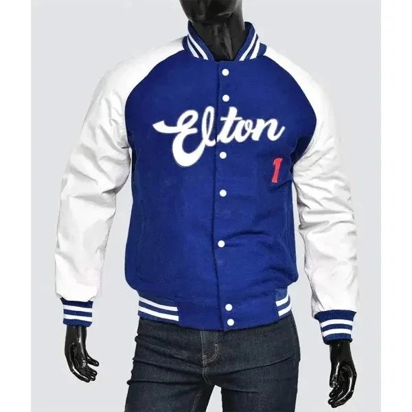 Elton John Dodger Wool & Genuine Cowhide Sleeves Varsity Women's Letterman Jacket - Image 2