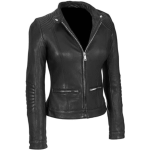 GetYouStyle Crysto Women Black Genuine real Cowhide Jacket Slim Fit and Missy
