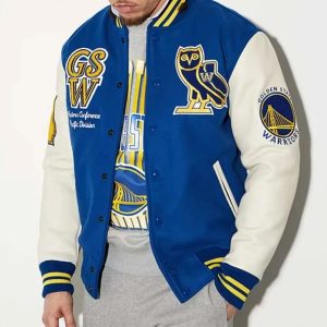 Golden State Warriors Wool Genuine Cowhide Sleeves Varsity Men Letterman Jacket