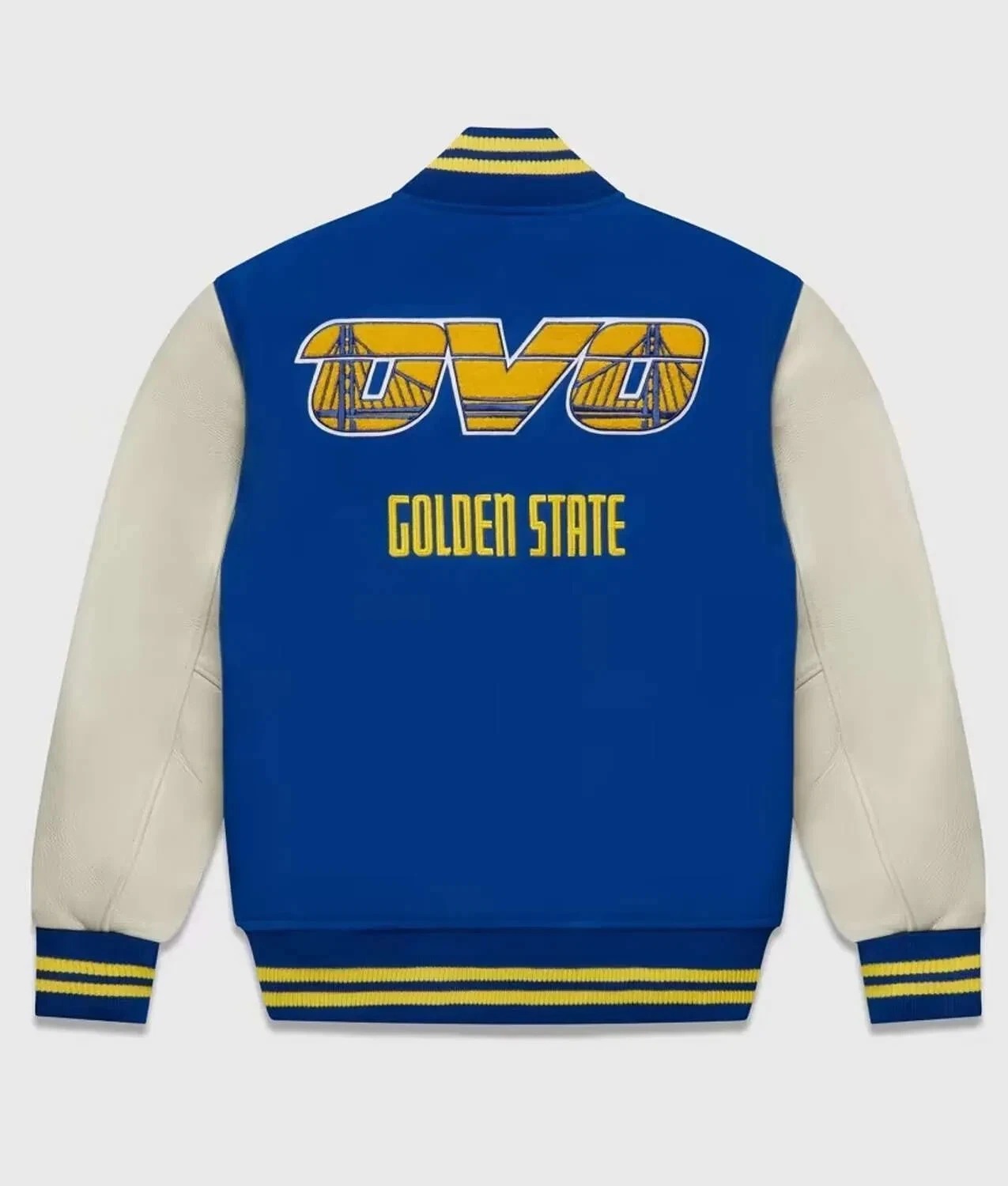 Golden State Warriors Wool Genuine Cowhide Sleeves Varsity Women Letterman Jacket - Image 2