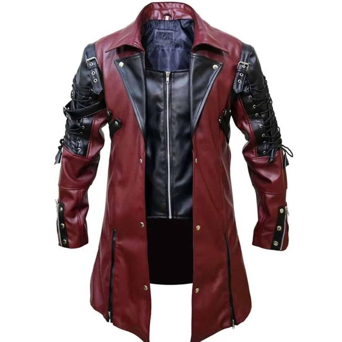 Goth Matrix Steampunk Gothic Cowhide Coat - Image 2