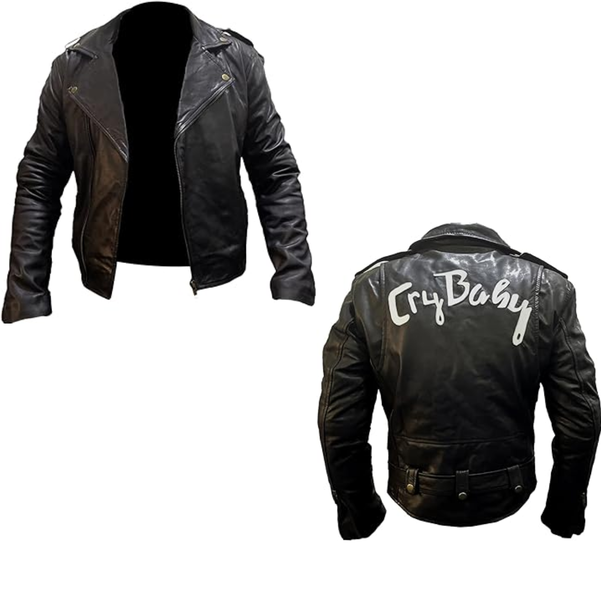 Johnny Depp Wade Walker Cry Baby Motorcycle Brando Black Cowhide Jacket - Image 2
