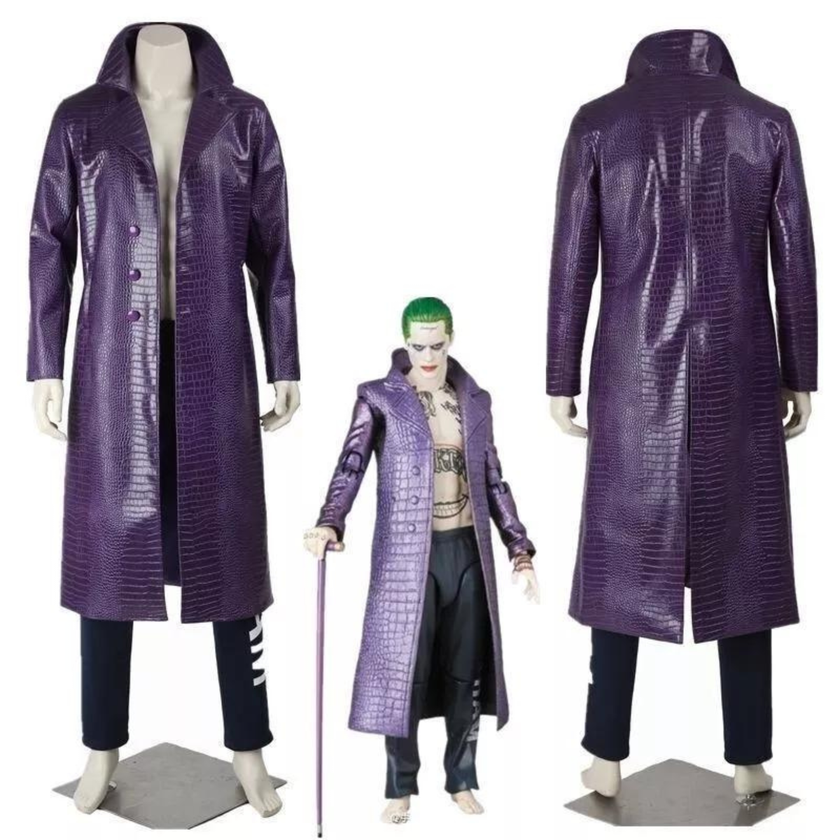 Joker Long Trench Purple Coat |Jared Leto Joker Suicide Squad Costume for Men - Image 3
