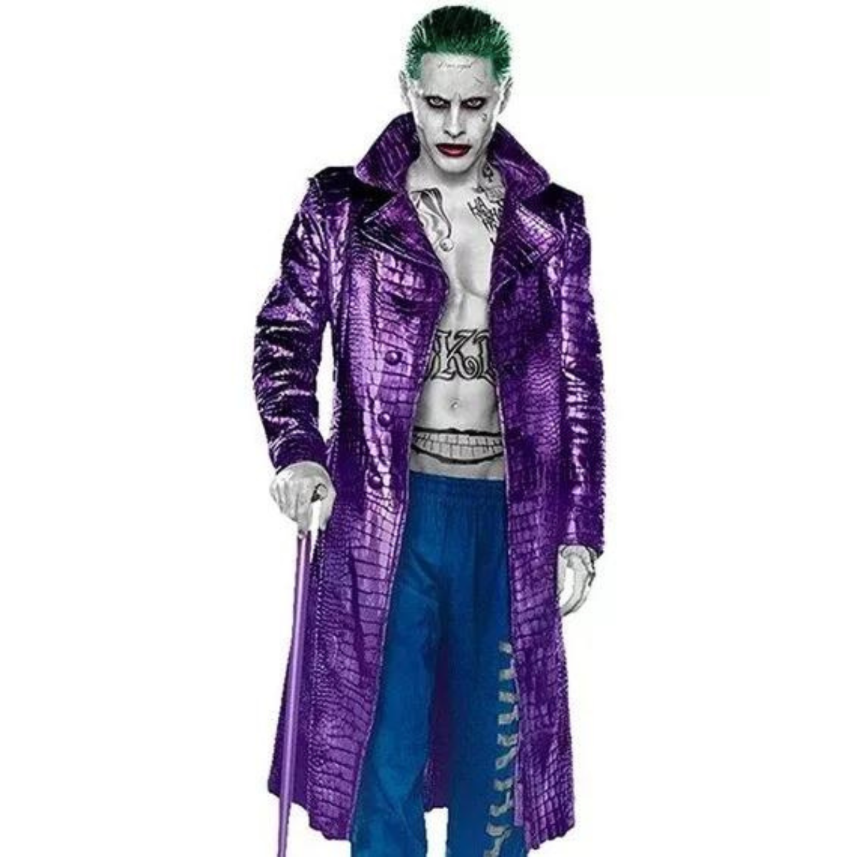 Joker Long Trench Purple Coat |Jared Leto Joker Suicide Squad Costume for Men - Image 4