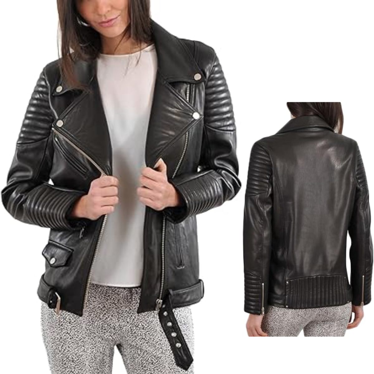 Kingdom Cowhide Women's Cowhide Jacket Coat Genuine real Pure Cowhide Bomber Biker Jacket - Image 2