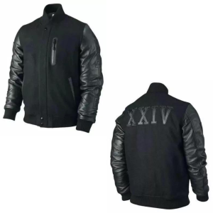 Kobe Destroyer XXIV Battle Michael B Jordan Cowhide Sleeves Bomber Jacket Coat
