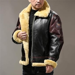 Cowhide JACKET MENS Winter B3 Bomber Shearling Windproof Outdoor Casual Coat Fur Cowhide Jacket