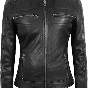 Ladies Motorcycle Studded Black Biker Jacket