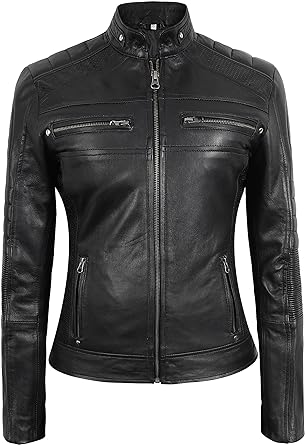 Ladies Motorcycle Studded Black Biker Jacket