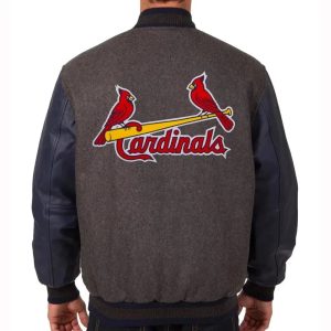 Louis Cardinals Charcoal Wool Genuine Cowhide Sleeves Varsity Letterman Jacket