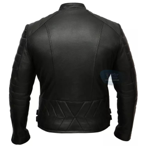 Men's Biker Vintage Motorcycle Black Retro Cafe Racer Cowhide Jacket