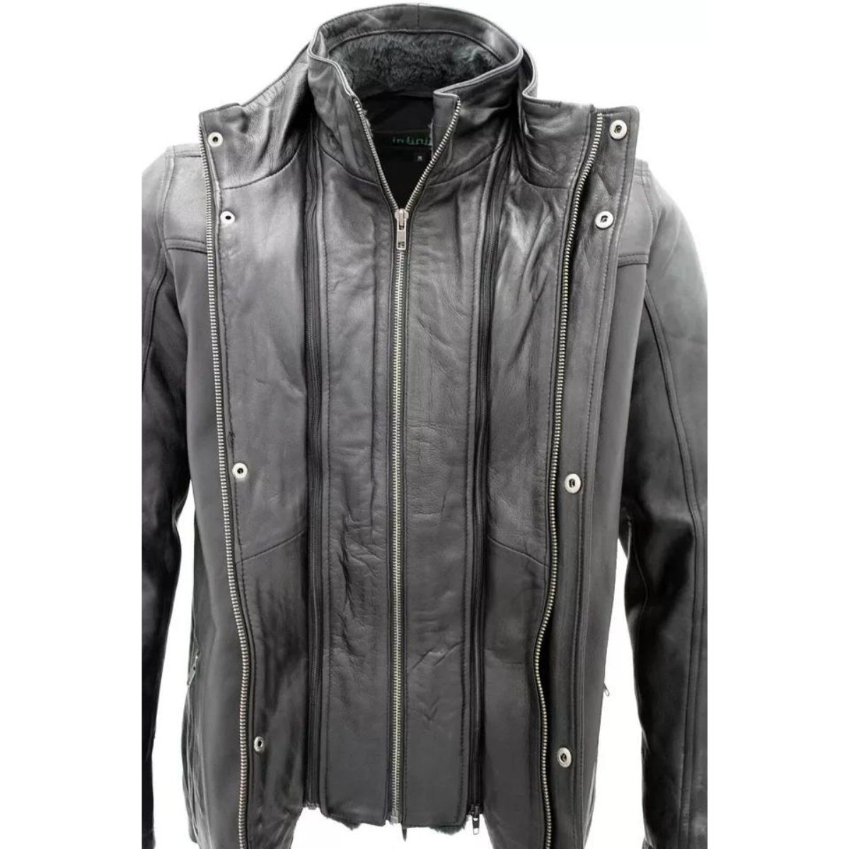 Men’s Classic Warm Black Cowhide Biker Jacket