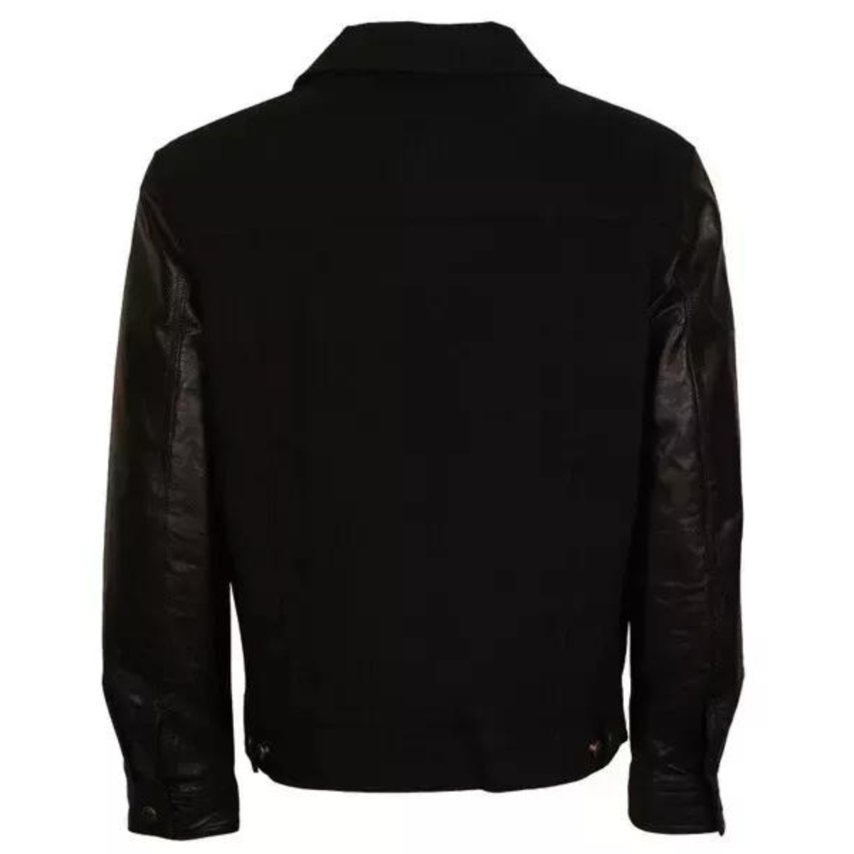 Men David Beckham Fashionable Denim Cowhide Sleeves Jacket - Image 4