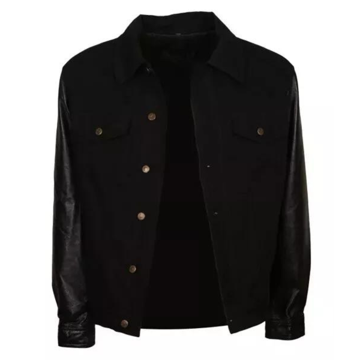 Men David Beckham Fashionable Denim Cowhide Sleeves Jacket