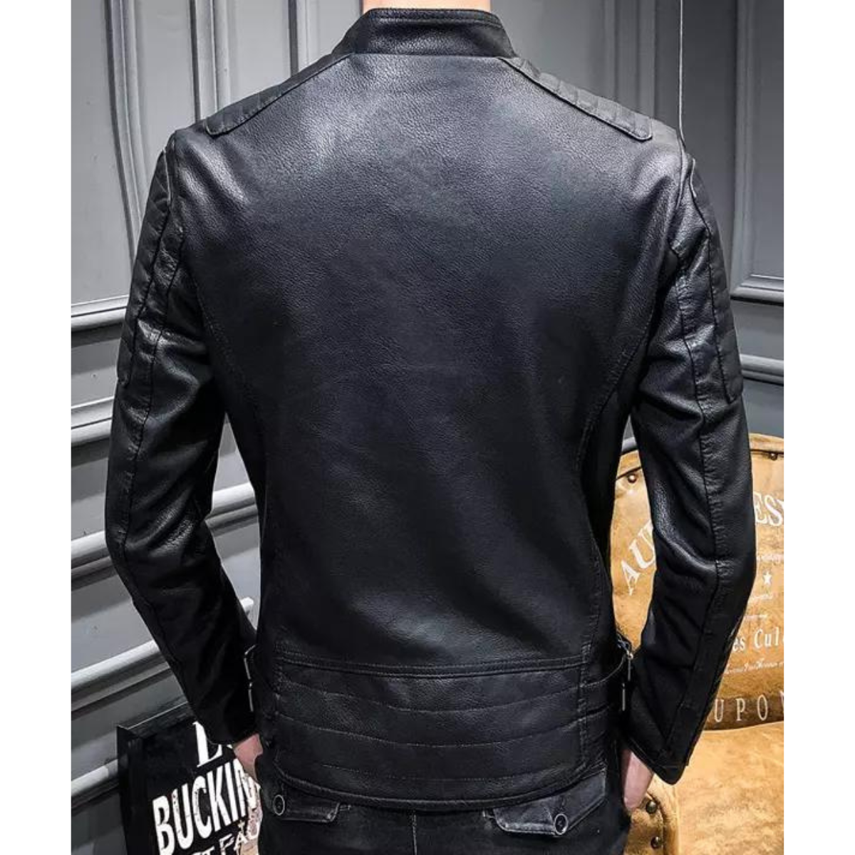 Men Cowhide Jacket Fashion Streetwear Spring Men's Jacket Hip Hop Lapel Zipper Jacket Men - Image 2