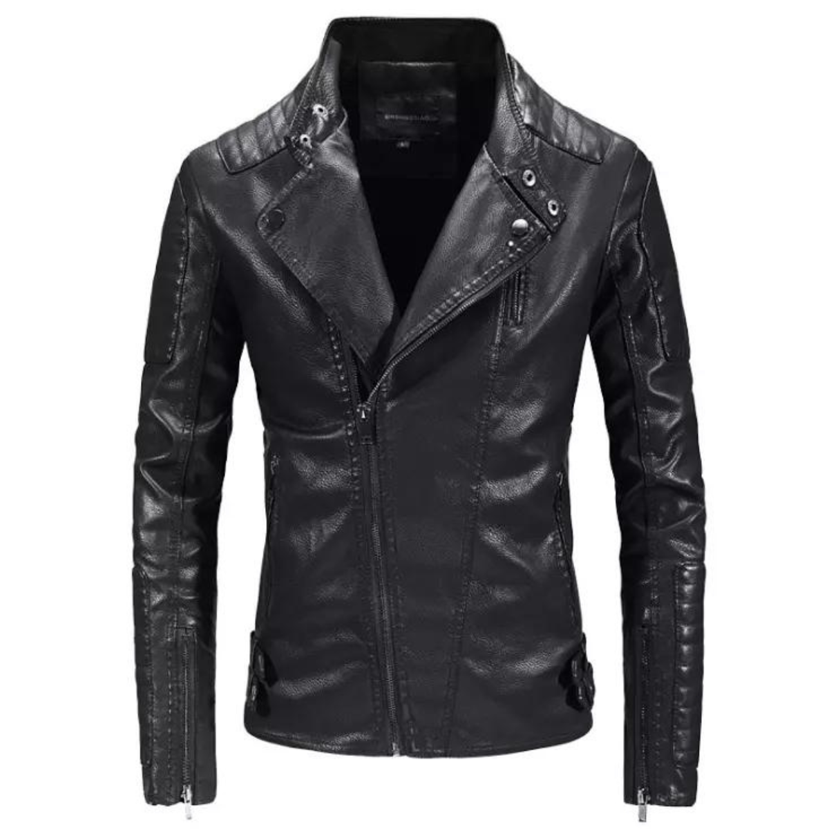 Men Cowhide Jacket Fashion Streetwear Spring Men's Jacket Hip Hop Lapel Zipper Jacket Men - Image 4