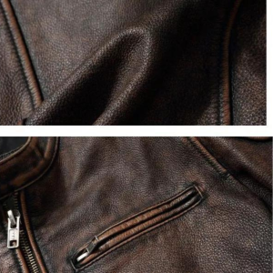 Men Cowhide Jacket Top Layer Cowhide Cowhide Clothes Men's Stand Collar Motorcycle Autumn Winter Plus Size Clothes