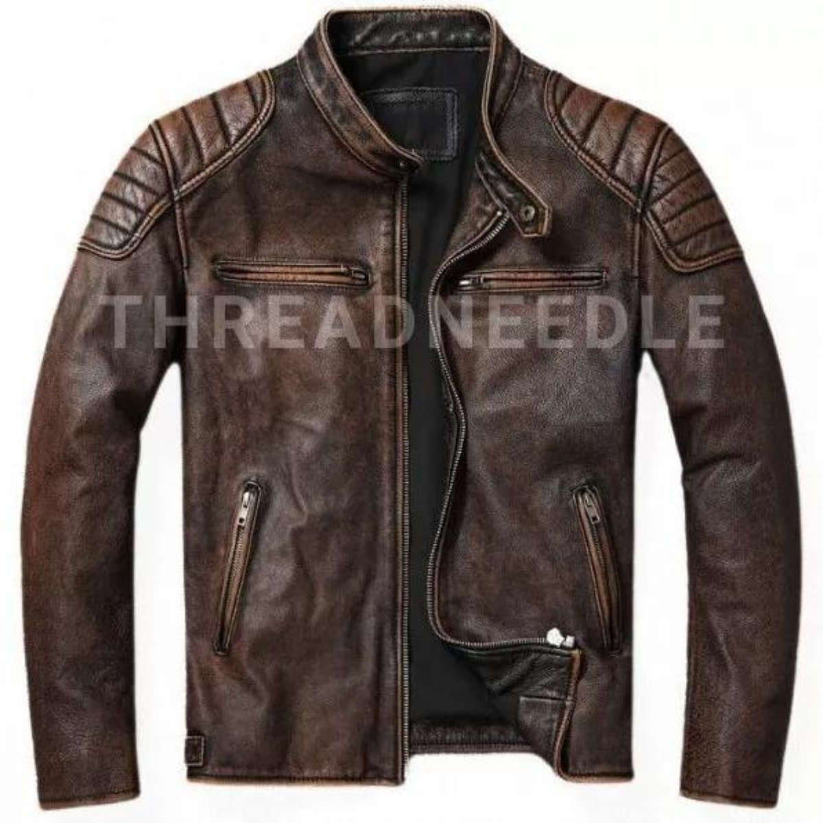 Men Cowhide Jacket Top Layer Cowhide Cowhide Clothes Men's Stand Collar Motorcycle Autumn Winter Plus Size Clothes