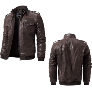 Men's Slim Fit Brown Biker Handmade Motorcycle Cafe Racer Genuine Cowhide Jacket